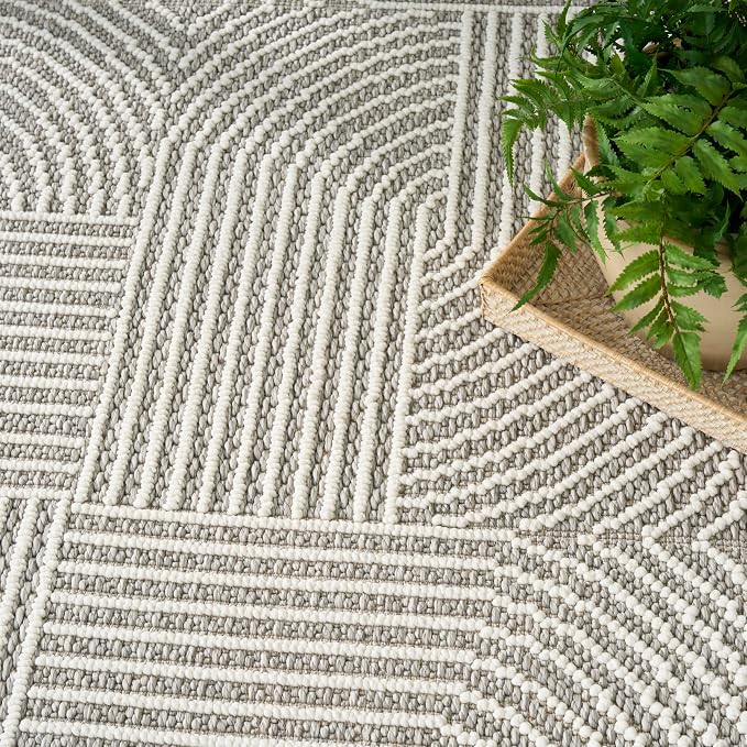 Nourison Home Textured Home Grey Ivory 7'10" x 9'10" Area Rug - Image 5
