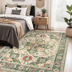 Area Rug 5x7 Washable Rug, Vintage Boho Medallion Rugs Non-Slip Soft Low Pile - Image 2