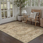 Brown Multi Area Rug 5x7 Vintage Washable Distressed Living Room Carpet Large - Image 5
