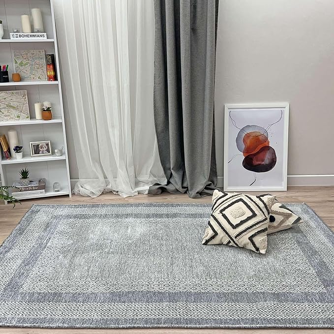 Alfa Rich 7x10 Light Gray Washable Area Rugs - Image 3