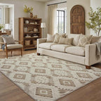 Ivory Brown 4x6 Area Rug Washable Moroccan Shag Office Carpet Non Slip Soft - Image 3