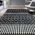 Rugshop Boho Black and White Tribal Area Rug – Geometric Diamond and Stripe by Rugshop