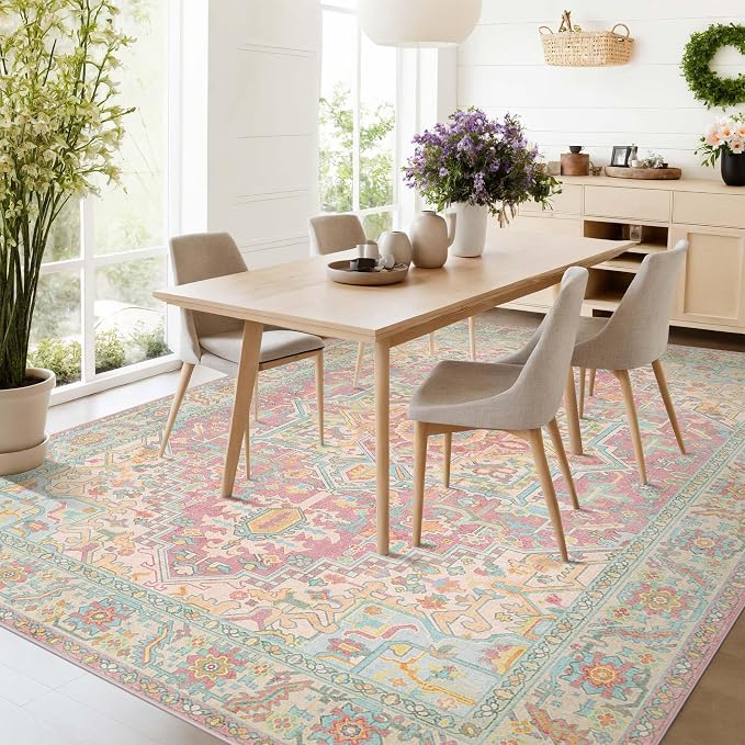 Kokia 9x12 Washable Area Rugs Blossom Pink - Image 4
