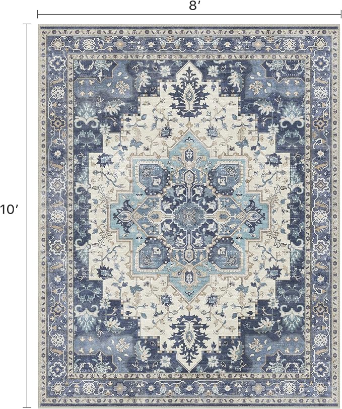 8x10 Area Rugs for Living Room, Machine Washable Non Slip Vintage Rugs - Image 2