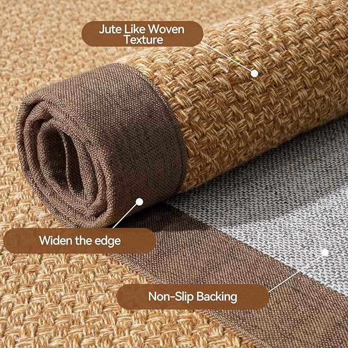 Washable Hallway Runner Rug 2x6 Jute Like Kitchen Runner Mat Rugs Non Slip - Image 2