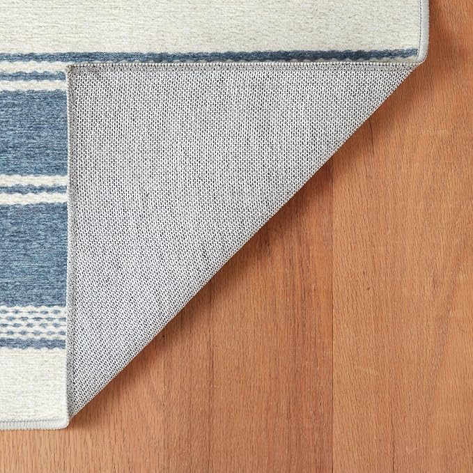 Dash & Albert Bowman Stripe Blue Machine Washable Rug, 2 X 3 Feet - Image 4