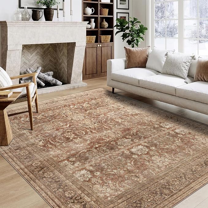 vivorug 9x12 Area Rugs for Living Room, Non Slip Machine Washable Vintage Rug by vivorug