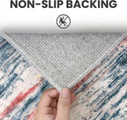 2x3 Modern Abstract Rug for Entryway, Teal Blue Peach Gray Multi Super Soft - Image 6