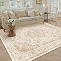 6x9 Beige Washable Vintage Area Rug by WondRg
