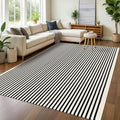 KOZYFLY Black and Beige Striped Rug 8x10 Ft Area Rug Washable Indoor Outdoor by KOZYFLY