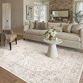 HUGEAR Area Rug 5x7 Vintage Beige Machine Washable Living Room Rugs Thin by HUGEAR
