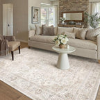 HUGEAR Area Rug 5x7 Vintage Beige Machine Washable Living Room Rugs Thin by HUGEAR