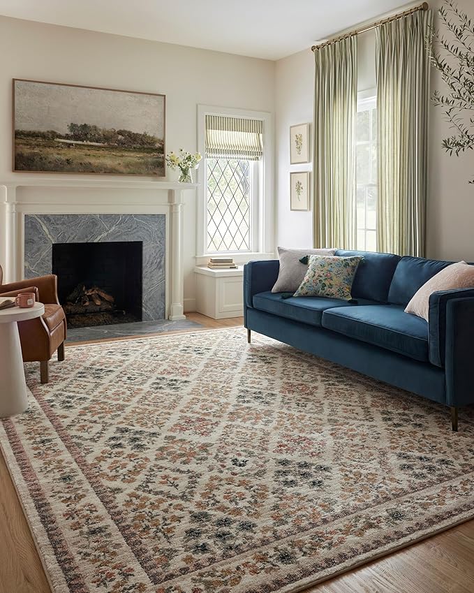 Loloi Rifle Paper Co. Laurel Collection LAU-04 Cream/Multi 2'-8" x 8' Runner Rug by Loloi