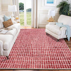 Hand-Tufted 100% Wool Area Rug – Unique Modern Geometric Grid Pattern, Soft - Image 2