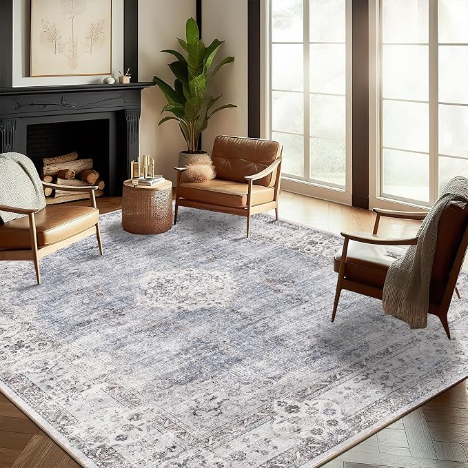 Washable Area Rug 10'x14' Boho Design Non-Shedding Easy Care Ideal by CHAMPLANT