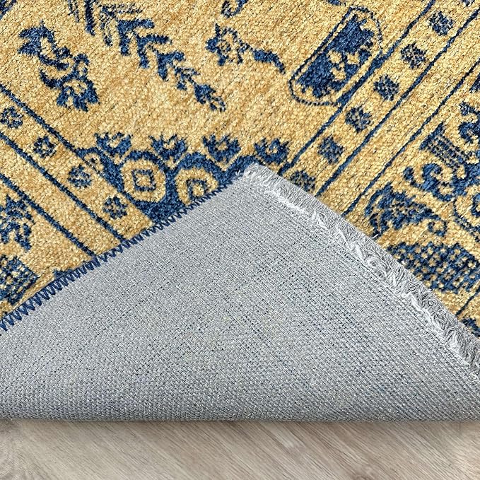 Alfa Rich 5x8 Gold Navy Blue Washable Area Rugs - Image 7