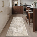 Taupe Runner Rug 2x6 Hallway Kitchen Washable Vintage Carpet Non Slip Retro by PureCozy