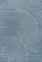 JONATHAN Y Hallie High-Low Curve Dark Blue/Cream 5x8 Indoor/Outdoor Area Rug - Image 8