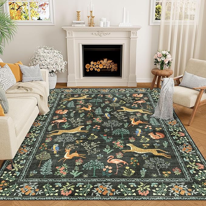 DUKINO 6x9 Rug, Washable Animal Living Room Rug by DUKINO
