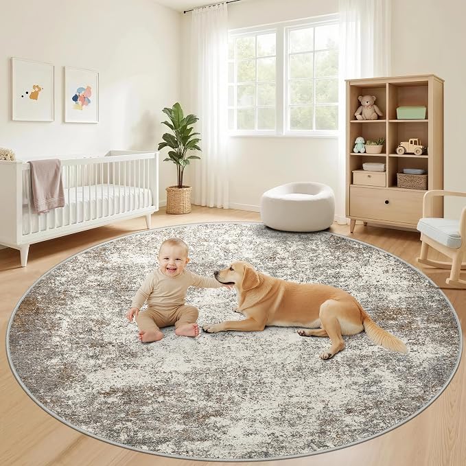 8ft Washable Round Rug - Image 4