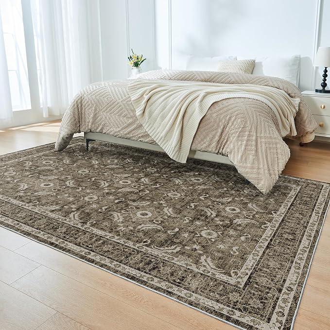 WITSHOCK Living Room Area Rugs 5x8: Soft Non-Slip Backing Washable Rugs Vintage - Image 4