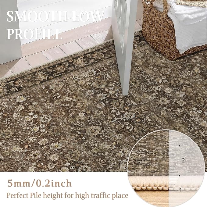 HUGEAR 3x5 Machine Washable Rugs Brown Hallway Area Rug Indoor Accent Rug - Image 5