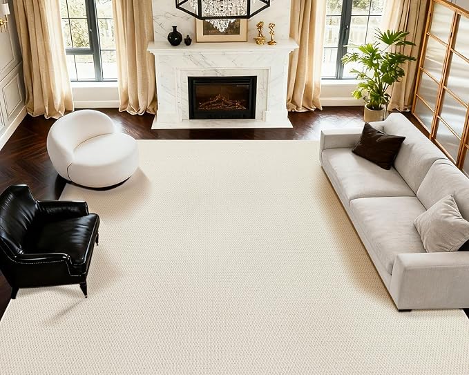 ANSSO Wool Rugs 8x10 for Living Room, 80% Merino Wool and 20% Cotton Soft by Ansso-Fillyourlifewithlove