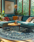 Area Rugs 8ft Washable Non-Slip, Floral Vintage Distress Print Pattern by RELEANY