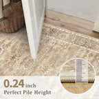 5x7 Beige Washable Rug for Living Room Large Vintage Distressed Bedroom Rug Low - Image 5