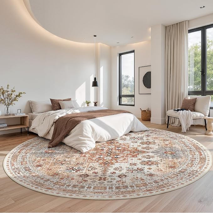 zesthome 9ft Round Rugs for Living Room, Non-Slip Washable Round Area Rugs - Image 8