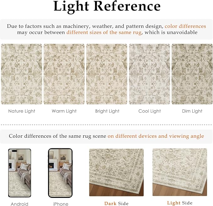 Taupe 2x5 Runner Rug Vintage Area Carpet Hallway Indoor Kitchen Washable Low - Image 7