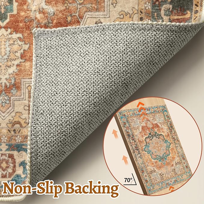 2x6 Washable Runner Rug for Hallways, Non Slip Vintage Rug, Soft Low Pile Long - Image 4