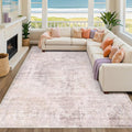 Pink and Grey Living Room Medallion Rug 7x10 by HazoHaus
