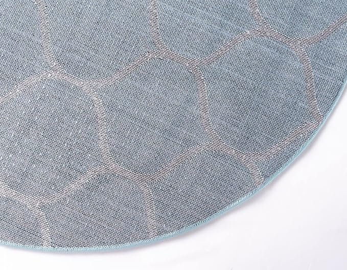 Rugs.com Lattice Frieze Collection Rug – 4' Round Light Blue Medium Rug Perfect - Image 9