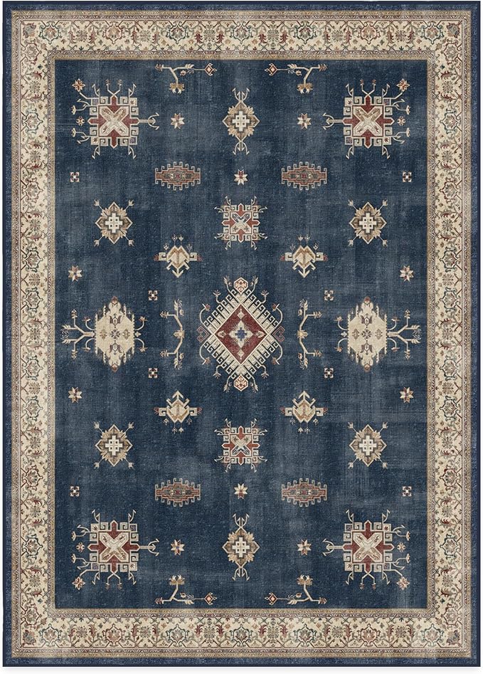 RUGGABLE Washable Vintage Area Rug – Verena Sapphire 10x14, Stain-Resistant - Image 3