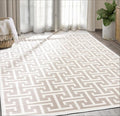 Abani Contemporary 3D Beige & White Modern Greek Key Pattern Area Rug by Abani