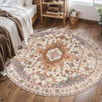 Tangsoo Vintage Round Rug 6ft, Washable Circle Rug, Non Slip Boho Round Area Rug - Image 7