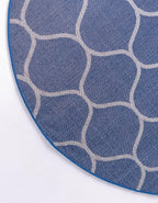 Rugs.com Lattice Frieze Collection Rug – 6' Round Navy Blue Medium Rug Perfect - Image 9