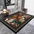 Floral Tropical Patchwork Area Rug 5x7ft, Vintage Black & Brown Country Carpet - Image 3