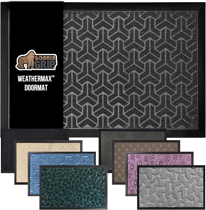 GORILLA GRIP 100% Waterproof All-Season WeatherMax Doormat 35x23, US Designed by GorillaGrip