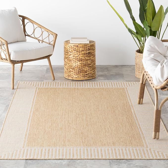 Nuloom Asha Tan/Ivory, Striped Border, Soft and Cozy, High Traffic, Stain - Image 9