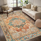 Tangsoo 4x6 Washable Rug Vintage Non Slip Indoor, Distressed Carpet by Tangsoo