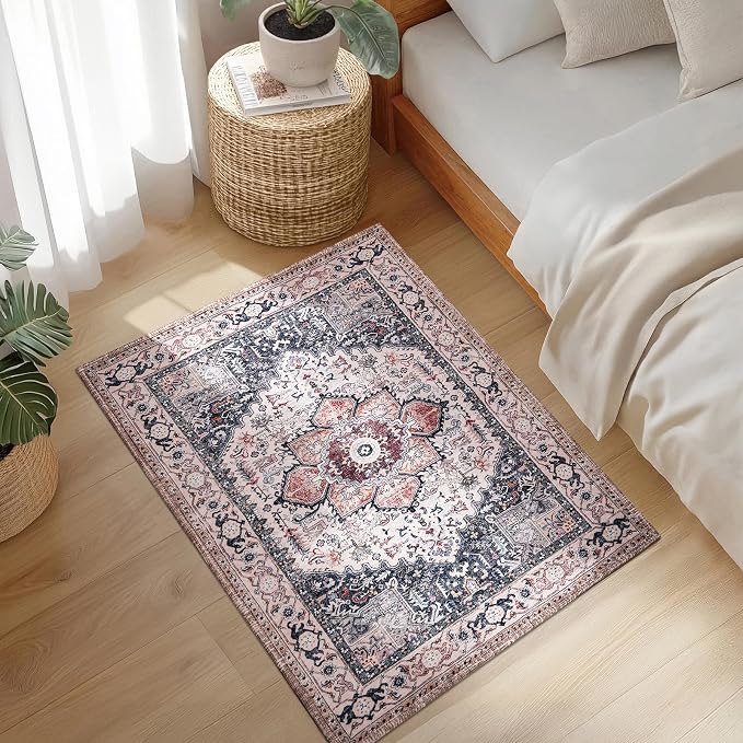 PURRUGS Vintage Farmhouse Boho Throw Rug 2x3 ft, Non-Slip Machine Washable Rug - Image 2