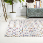 JONATHAN Y Boho Vintage Diamond Cream/Multi Indoor Area Rug 4X6 ft, Moroccan - Image 3