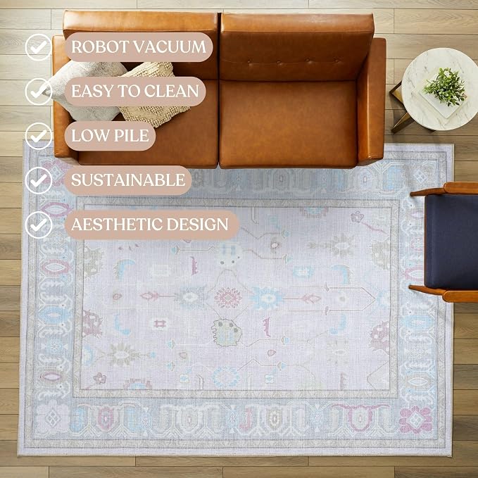 Fame Living Pink Oushak Rug, Large Area Rugs - Image 3