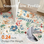 Floral Runner Rug 3x7 Washable Hallway Long Beige Bedroom Carpet Non Slip - Image 3