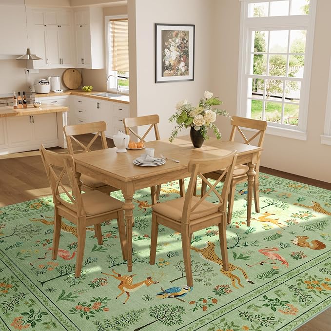 DUKINO 5x7 Rug, Washable Animal Living Room Rug - Image 4