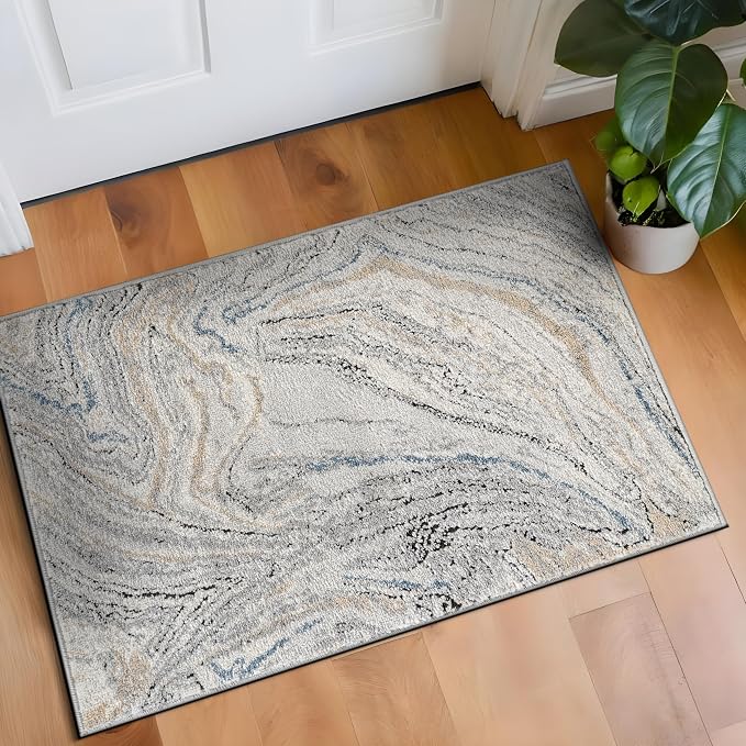 Rugshop Marble Swirl Distressed Gray Area Rug 2' x 3' Modern Indoor Rug by Rugshop