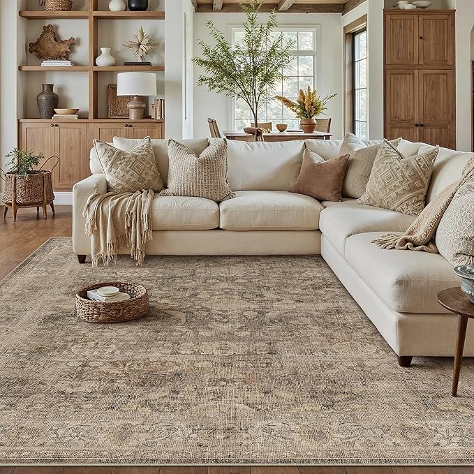 8x10 Rust Brown Washable Area Rug - Image 4
