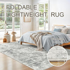 Abstract Rug 8x10 Large Living Room Rugs Neutral Modern Washable Area Rugs - Image 4